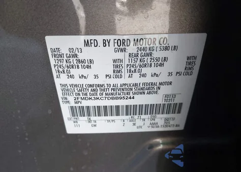 2013 Ford Edge Limited z USA, uszkodzony, nr VIN 2FMDK3KC7DBB95244